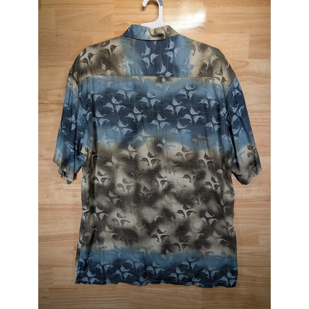 Campia Moda Men's M Shirt Blue Tan Marlin Fish Pattern